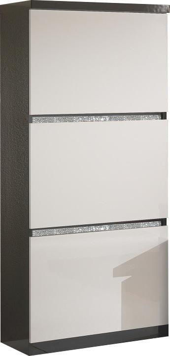 Meuble de rangement à 3 portes noir et blanc laqué Meuble de rangement à 3 portes