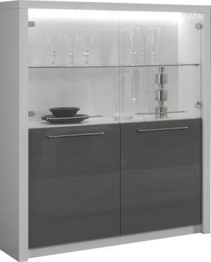 Vitrine moderne à 2 portes coloris blanc et gris laqué Vitrine moderne à 2 portes