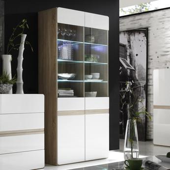 Vaisselier couleur bois et blanc laqué moderne ISI