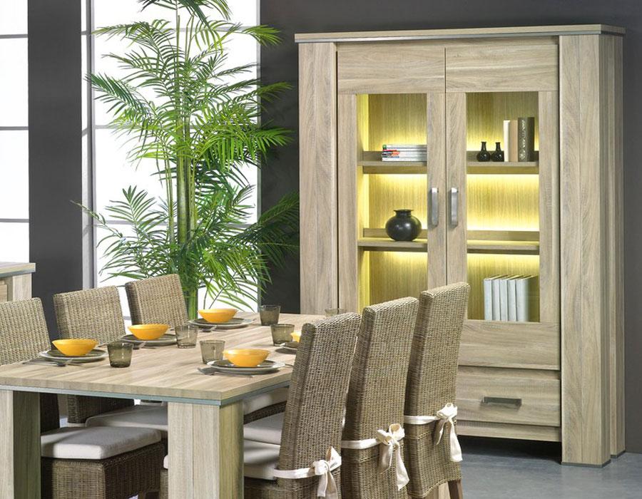 Vaisselier contemporain coloris chêne clair OBIERA