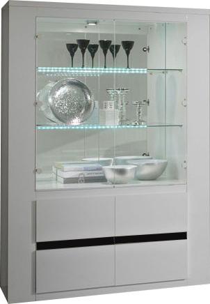 Vitrine ultra design blanc laqué et noir à 2 porte
