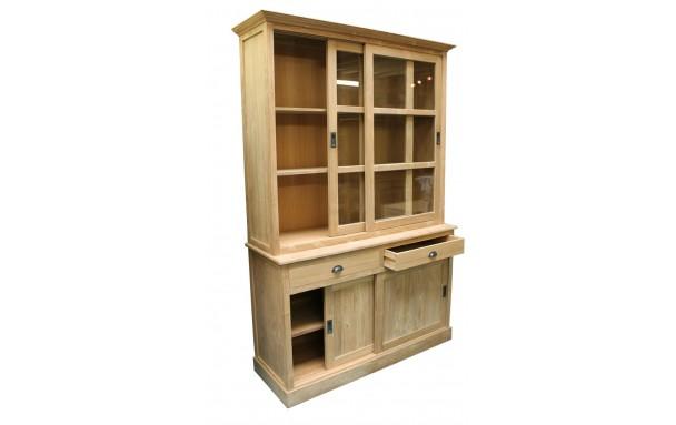 Buffet vaisselier 2 corps en teck recyclé Patine -