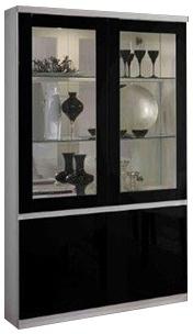 Vitrine à 2 portes blanc et noir avec led intégré