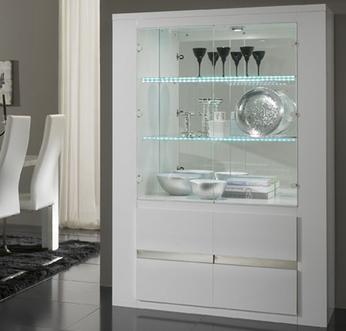 Vaisselier blanc laqué et métal chromé design MAST