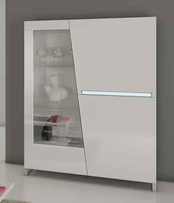 Vaisselier blanc laqué et ardoise design JOSHUA
