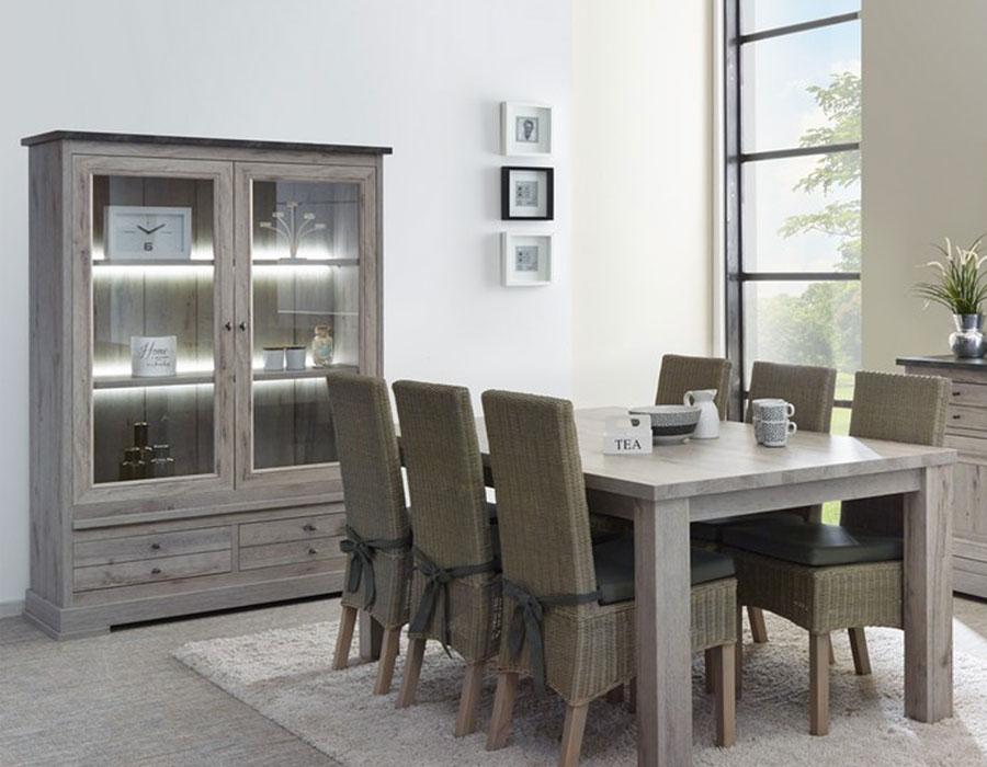 Vaisselier contemporain coloris chêne gris et coul