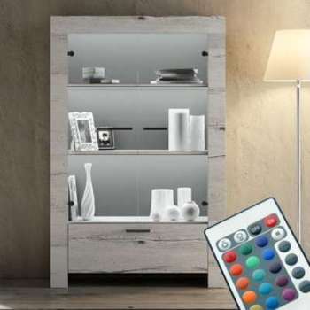 Vaisselier contemporain couleur chêne blanchi THELMA Vaisselier contemporain couleur