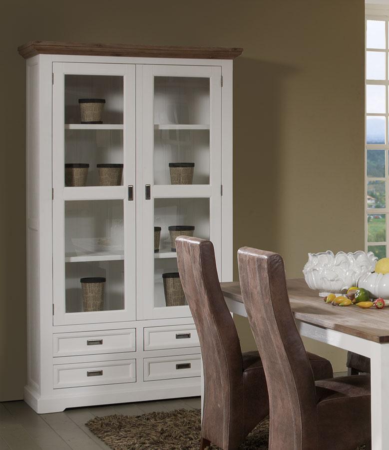 Vaisselier haut couleur blanc en bois massif conte
