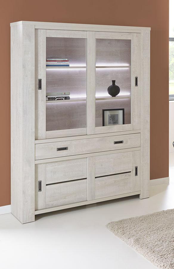 Grand vaisselier contemporain couleur chêne blanch