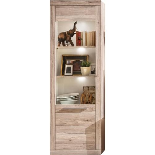 Vitrine à 1 porte coloris chêne sable avec éclaira