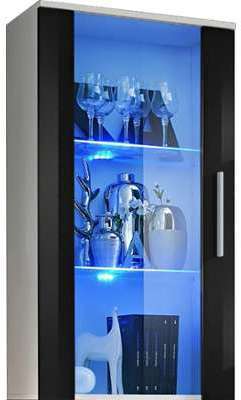 Vitrine murale moderne 110 cm à 1 porte vitrée avec Vitrine murale moderne 110