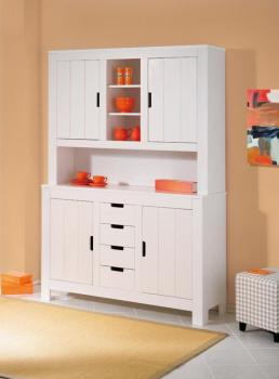 Buffet vaisselier blanc pin massif GAIA