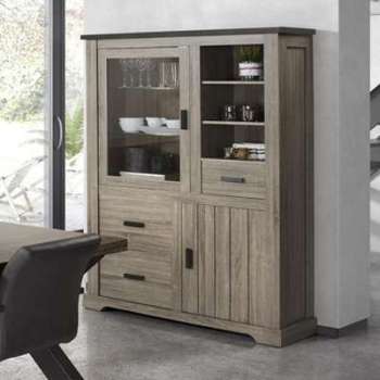 Vaisselier contemporain couleur bois et anthracite Vaisselier contemporain couleur