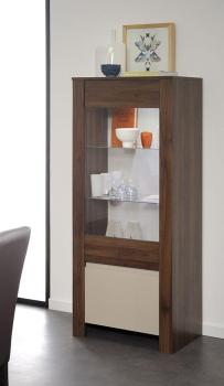 Vaisselier contemporain couleur noyer et beige ave