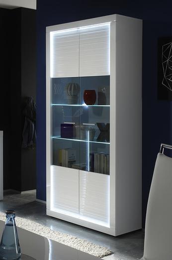 Vaisselier blanc brillant lumineux design BENE