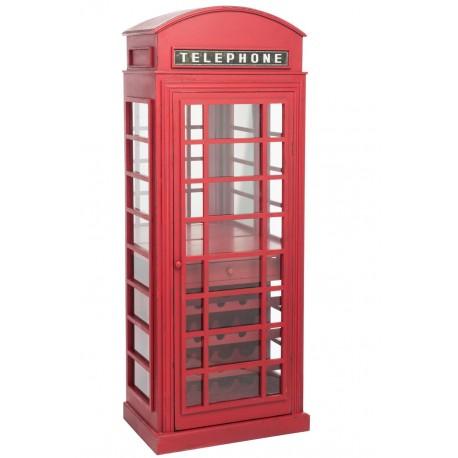 Armoire Bar cabine téléphonique anglaise bois roug