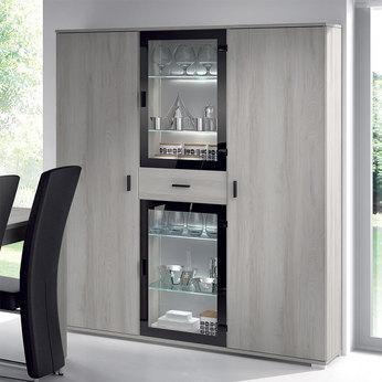 Vaisselier couleur chêne gris contemporain CLAUDIA