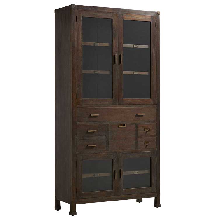 Vitrine vaisselier L 100 cm en mindi massif Brookl