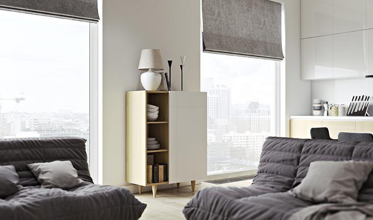 VAISSELIER BLANC ET CHÊNE STYLE SCANDINAVE - Modèl