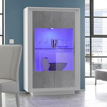 Vitrine blanc laqué mat et effet béton HAMILTON