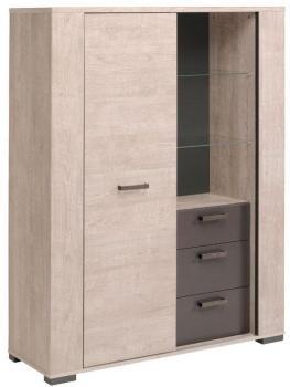 Vaisselier 1 porte 3 tiroirs Bois grisé - BARKER - Vaisselier 1 porte 3 tiroirs