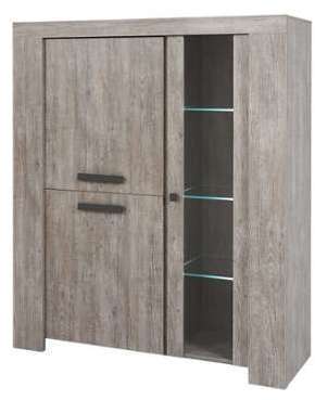 Vaisselier Gris Fumé - JACCO - L 140 x l 48 x H 165 Vaisselier Gris Fumé - JACCO