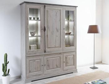 Vaisselier contemporain coloris chêne gris et coul