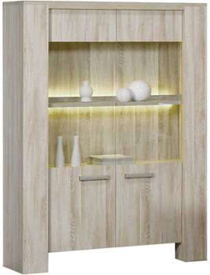 Argentier 2 portes avec éclairage coloris chêne