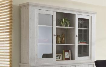 Buffet vitrine contemporain couleur bois blanc HOD