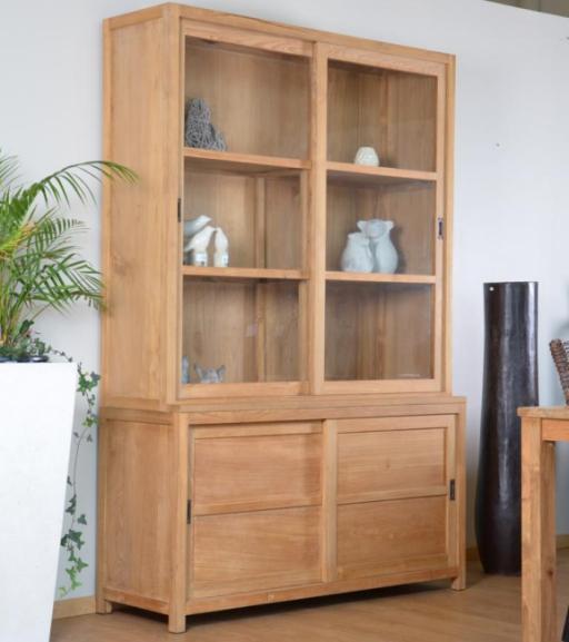 Vitrine vaisselier teck walk natura 140 cm