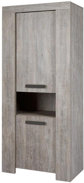 Vaisselier 2 portes 1 niche Gris Fumé - JACCO - L 85 Vaisselier 2 portes 1 niche