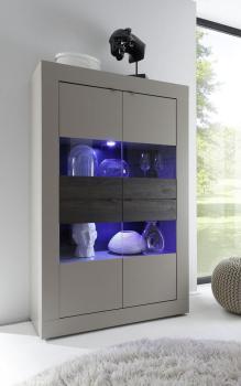 Vaisselier lumineux taupe et wengé moderne LOBBY