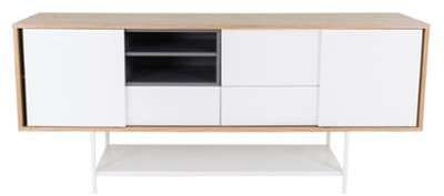 Buffet 2 portes plaqué chêne et laqué blanc Esprit Buffet 2 portes plaqué chêne