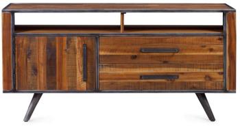 Buffet 1 porte 2 tiroirs bois et métal - 150 x 40 x Buffet 1 porte 2 tiroirs bois