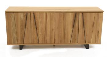 Buffet chêne et métal 4 portes - 190 x 45 x 80 cm - Buffet chêne et métal 4 portes