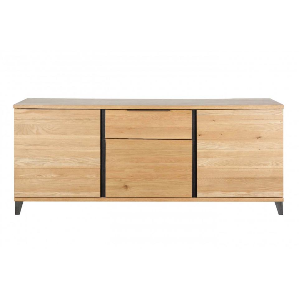Buffet 3 portes avec tiroir chêne et métal - 190 x