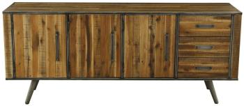 Buffet 3 portes bois et métal - 190 x 45 x 79 cm - Buffet 3 portes bois et métal
