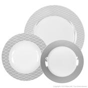 Service de table en porcelaine motif vague gris -
