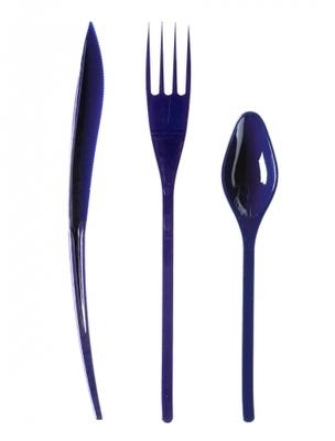 30 Couverts en plastique bleu marine - Premium Tai