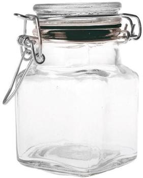 Petit bocal carré en verre joint noir 11 cl