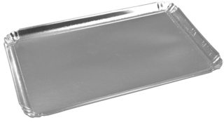 25 plateaux de service en carton rectangle argent
