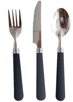 Ensemble de 3 couverts jetables noirs en inox - Lo