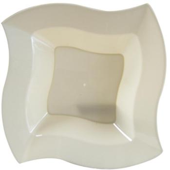 10 assiettes en plastique rigide carrées crème 22