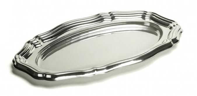 5 plateaux en plastique ovale argent 27x40 cm