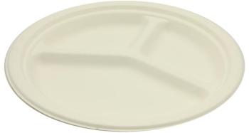 50 assiettes rondes à compartiments biodégradables