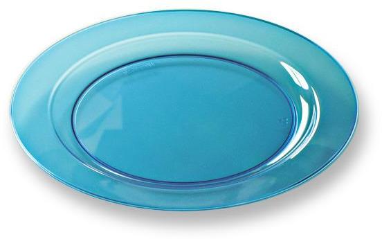 12 assiettes en plastique rondes turquoise PRESTIG
