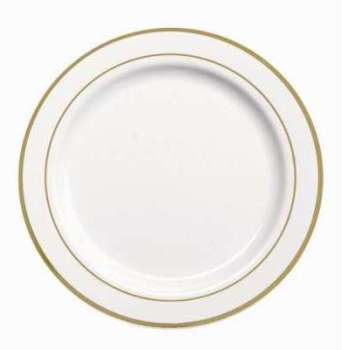 Assiette Plastique Blanche filet Or Ø15cm (X20) Cr