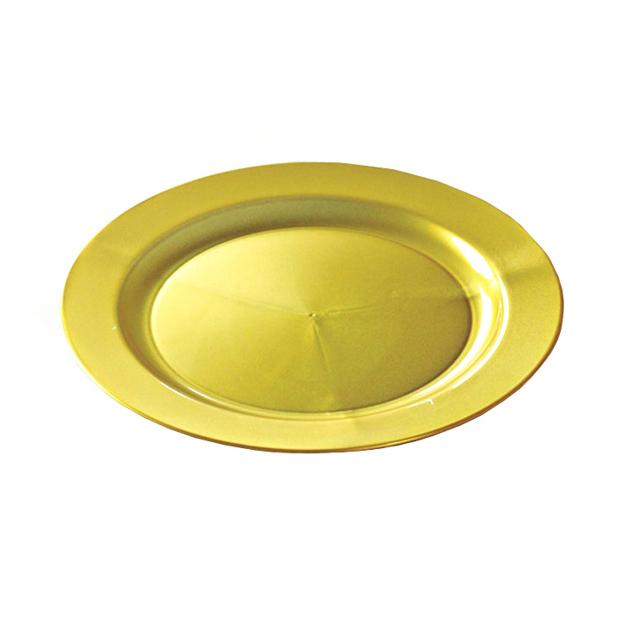 96 assiettes en plastique rigide ronde or PRESTIGE
