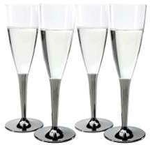 Coupe Champagne Plastique pied argent (x10) Crokus
