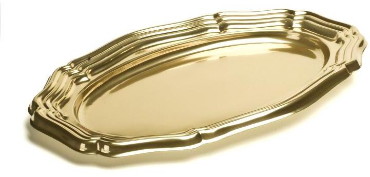 5 plateaux en plastique rigide ovale or 30x46 cm